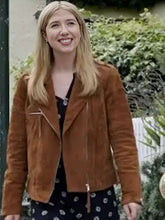 Ali Hardiman Christmas at Castle Hart Brown Leather Jacket