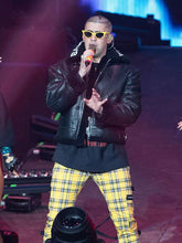 American Airlines Arena Bad Bunny Shearling Leather Jacket