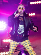 American Airlines Arena Bad Bunny Shearling Leather Jacket