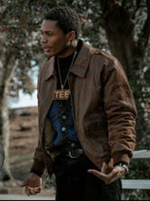 Da’Vinchi BMF Brown Bomber Leather Jacket