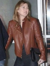 Ellen Pompeo Brown Leather Jacket
