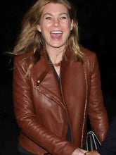 Ellen Pompeo Brown Leather Jacket