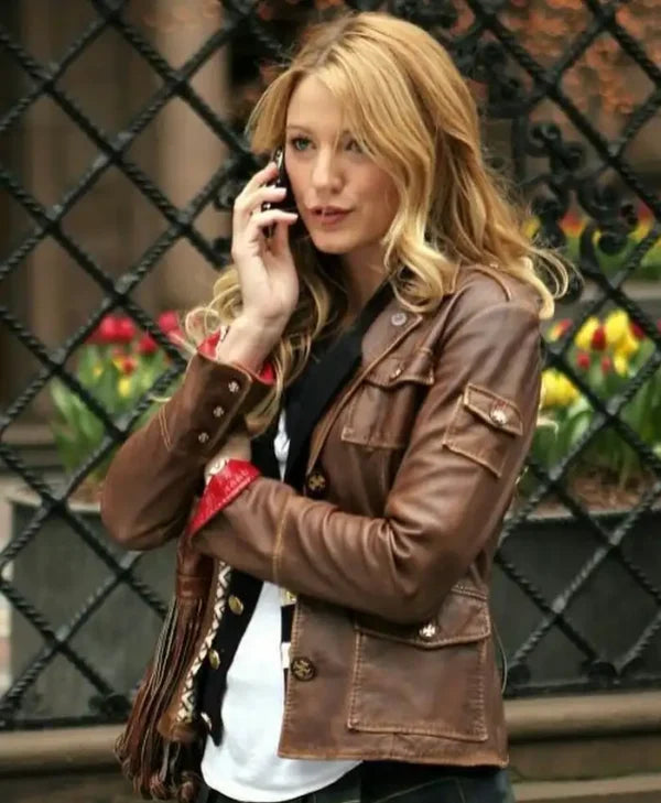Gossip Girl Blake Lively Brown Jacket