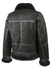 Men Sheepskin Aviator Shearling Black Leather Jacket