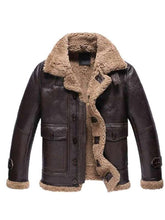 Men Lambskin Shearling Bomber Brown Leather Jacket