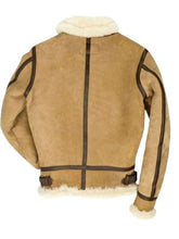Men Brown Shearling Suede Leather Jacket