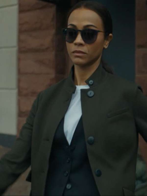 Zoe Saldana Ops Lioness Green Blazer