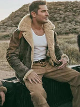 Zac Efron The Iron Claw 2023 Shearling Leather Jacket