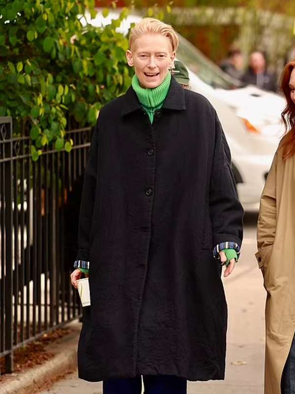 Tilda Swinton The Room Next Door Black Coat