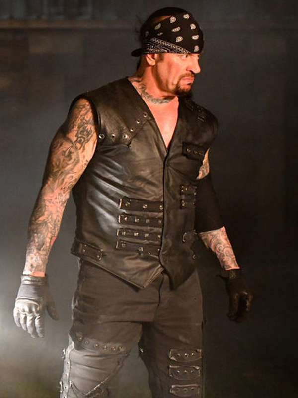 The Undertaker Boneyard Match Black Leather Vest