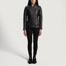 Womens Biker Quilted Leather Black Jacket