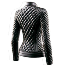 Women Elegant Quilted Black Leather Jacket