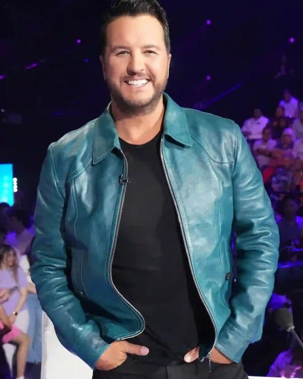 Luke Bryan American Idol Teal Leather Jacket
