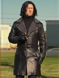Glen Powell Hit Man Black Leather Coat