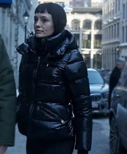 The Recruit Laura Haddock Black Puffer Jacket