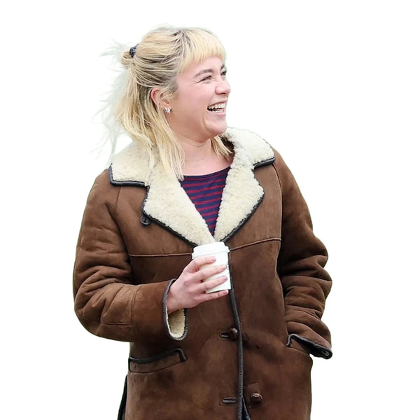 We Live In Time Florence Pugh Shearling Jacket