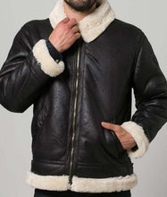 Mens Black Aviator Shearling Jacket