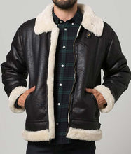 Mens Black Aviator Shearling Jacket
