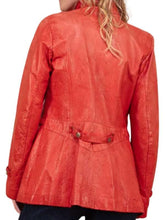 Women Vintage Style Red Leather Jacket