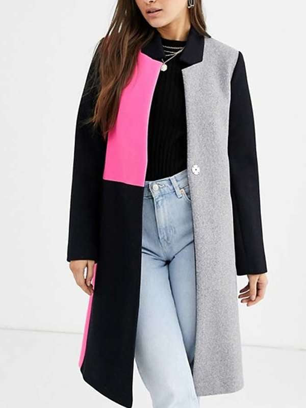 Emily Cooper Emily In Paris Color Block Wool Coat