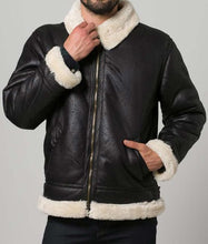 Mens Black Aviator Shearling Jacket
