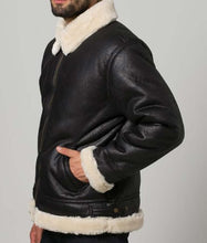 Mens Black Aviator Shearling Jacket