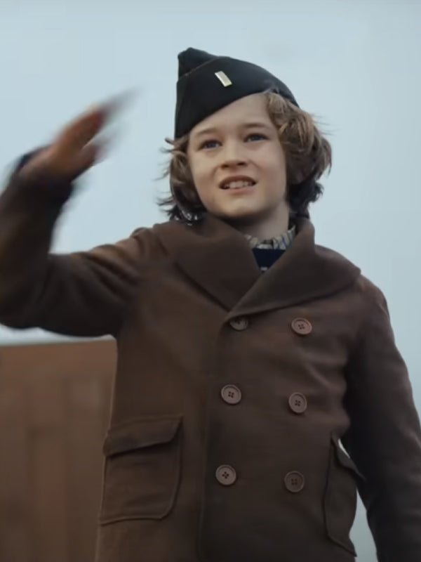 Alfie Tempest Masters Of The Air Brown Peacoat