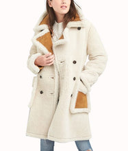 Womens Double Breasted Shearling Coat