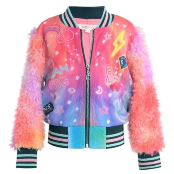 Womens Rainbow Pink Shearling Jacket
