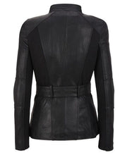 Womens Belted Trench Black Leather Jacket