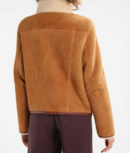 Womens Brown Suede Leather Detailed Jacket