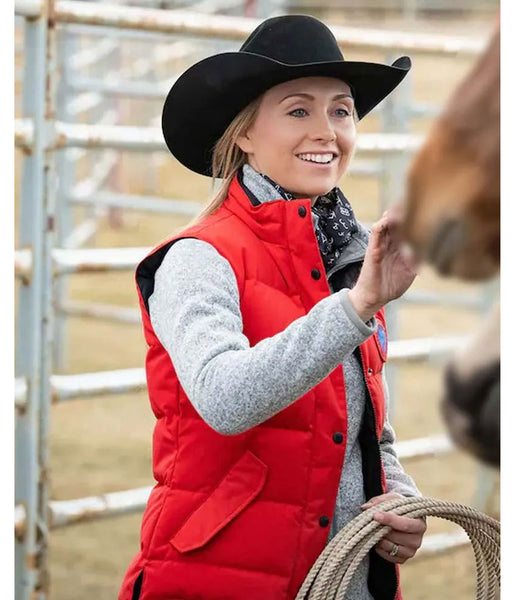 Amber Marshall Heartland Quilted Down Red Vest – Edison Jacket