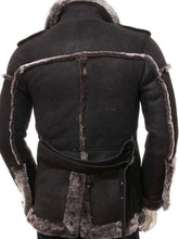 Men Shearling Black Suede Leather Coat