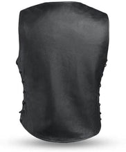 Leather Vest For Women with Side Laces, Black