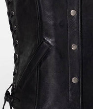 Leather Vest For Women with Side Laces, Black