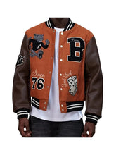 Patta x Beams 50th Anniversary brown varsity jacket front view