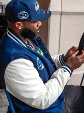 50th Season Seattle Seahawks Blue Varsity Jacket