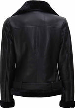 B3 Asymmetrical Black Shearling Leather Jacket