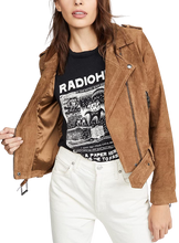 Zipper Suede Jacket Women, Brown