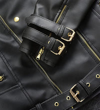 Leather Biker Jacket Women PA218090, Black