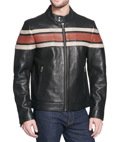 Agostini Distressed Stripped Racer Jacket