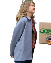 Love Finds You Aimee Teegarden Light Blue Wool Jacket front view