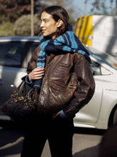 Alexa Chung  Brown Leather Jacket