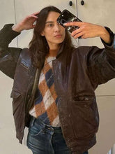 Alexa Chung  Brown Leather Jacket