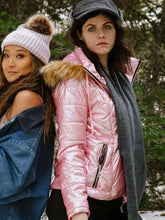 Couples Weekend Alexandra Daddario Pink Parka Jacket front view
