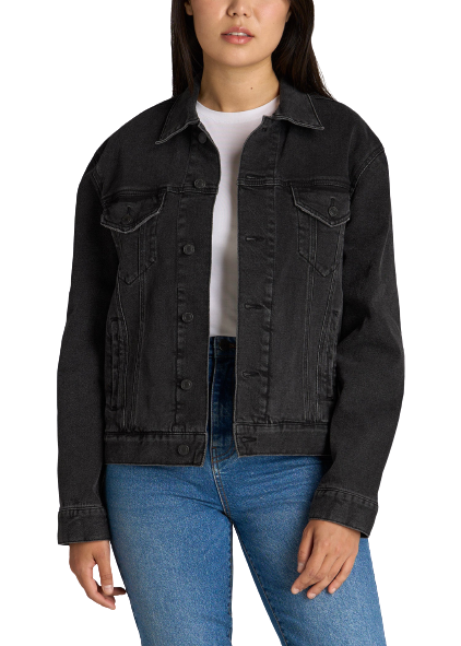 Black Denim Jacket Women, Stone Wash