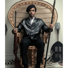 Huey P. Newton The Big Cigar Black Leather Coat