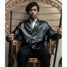 Huey P. Newton The Big Cigar Black Leather Coat