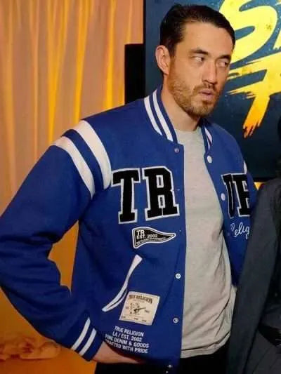 Street Fighter Andrew Koji Blue Varsity Jacket