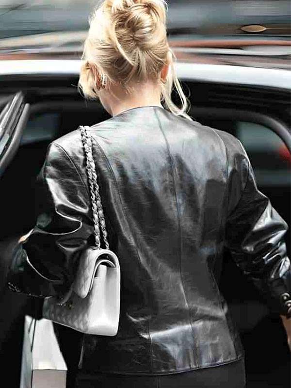 AnnaSophia Robb Black Leather Blazer